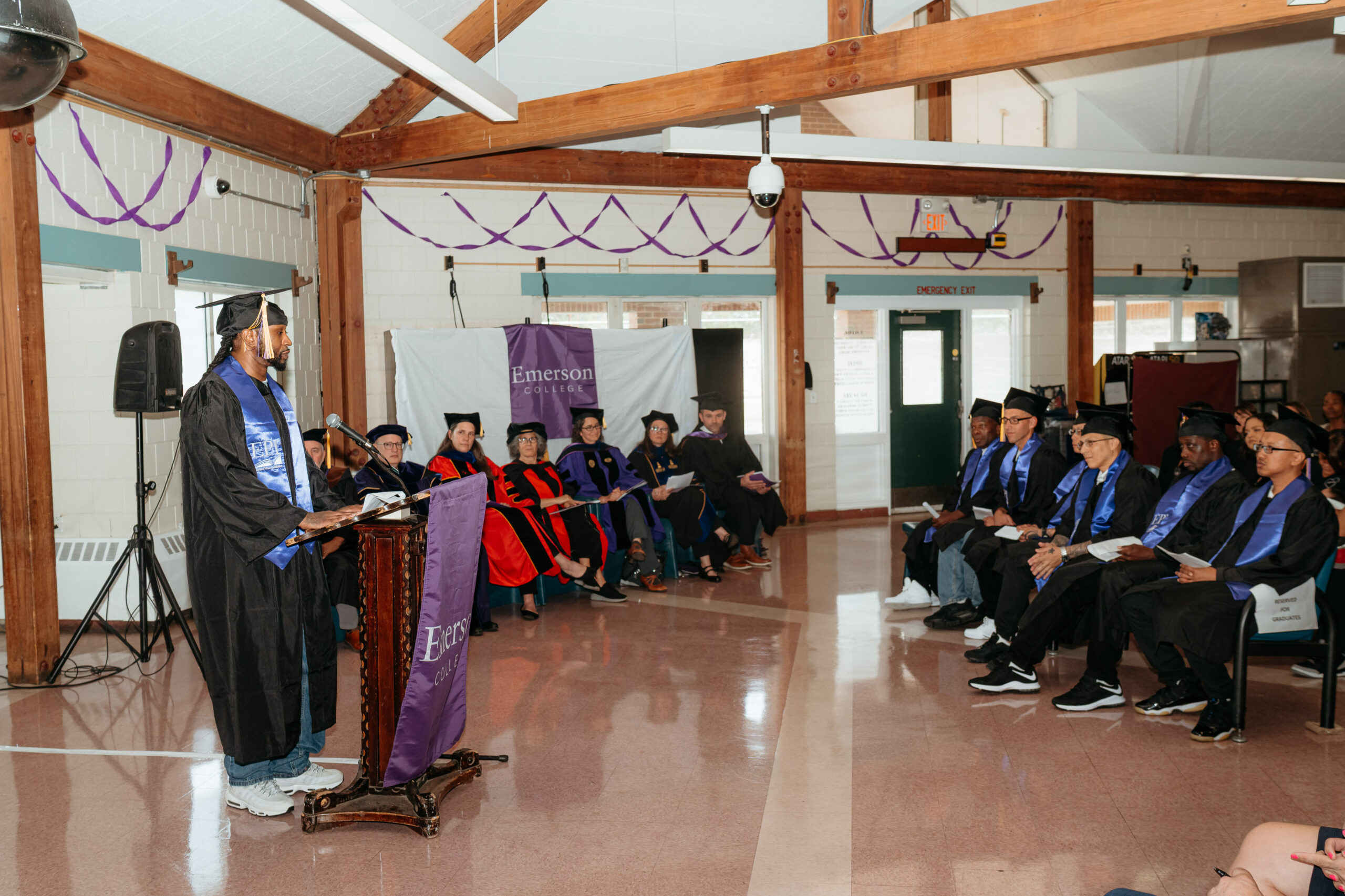 An EPI student addressing their fellow classmates in their cohort during the EPI commencement